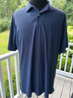 Peter Millar Crown Crafted Navy Micro Print Golf Polo XXL